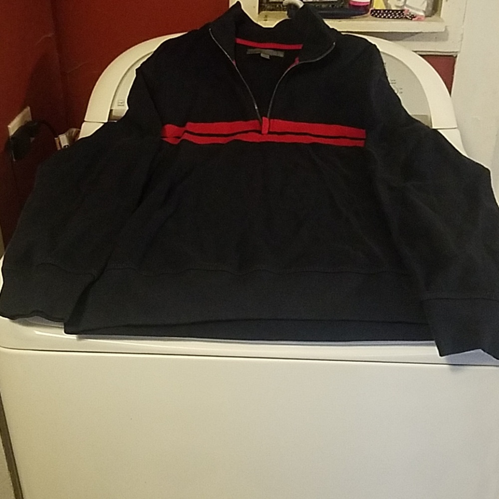 Mens Old navy blue & red 1/4 zip sweater shirt L